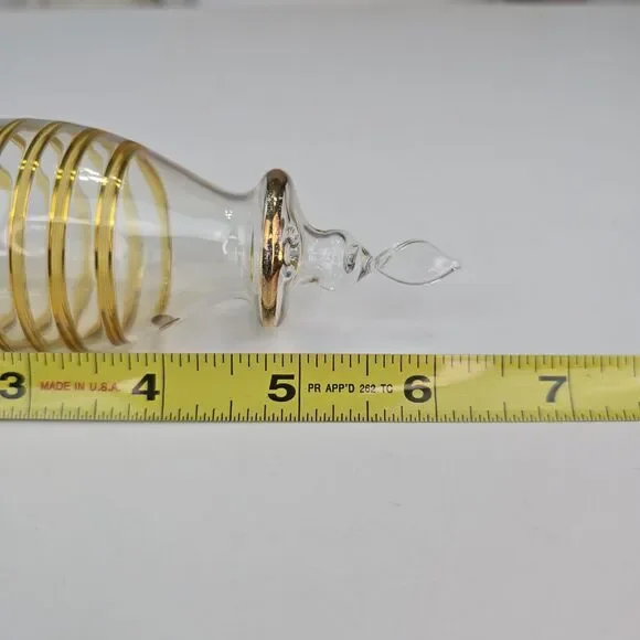 Gold Swirl Blown Glass Finial Christmas Ornament - Picture 5 of 5
